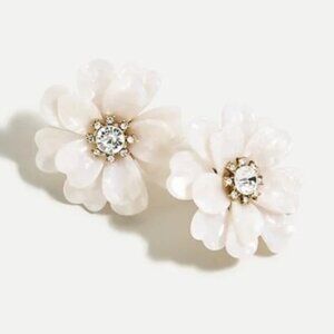 J.Crew Full Bloom Floral Resin and Crystal Earrings EUC